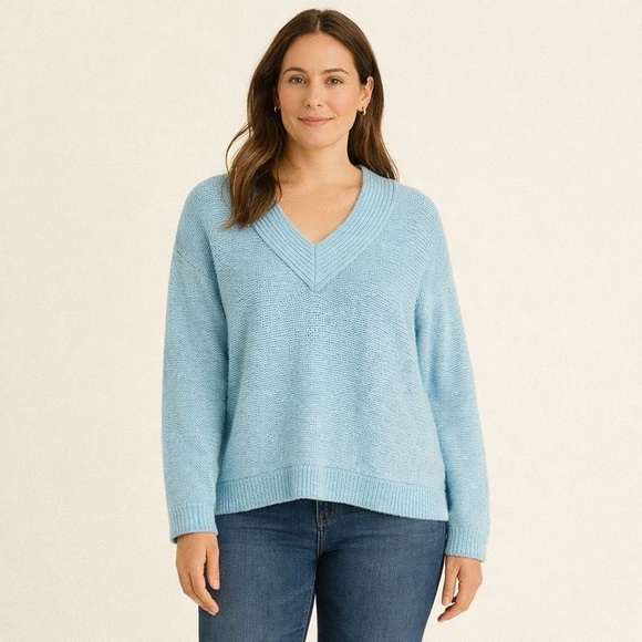 CAbi Sweaters - CABI Blue Knit V-neck Sweater Womens S Oversized Casual Colorful Winter Blue